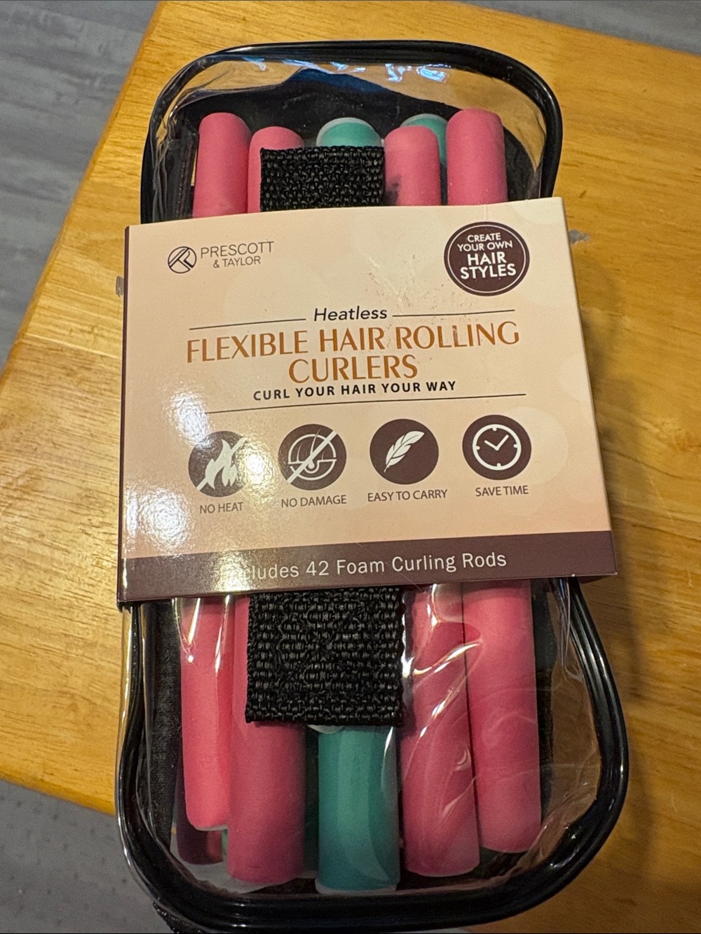 Heatless Flexible Hair Rollers - Pink & Teal